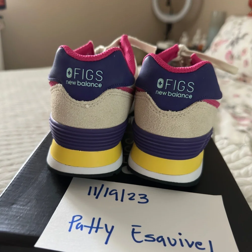 Figs Women's Beige, White & Pink Athletic Sneakers